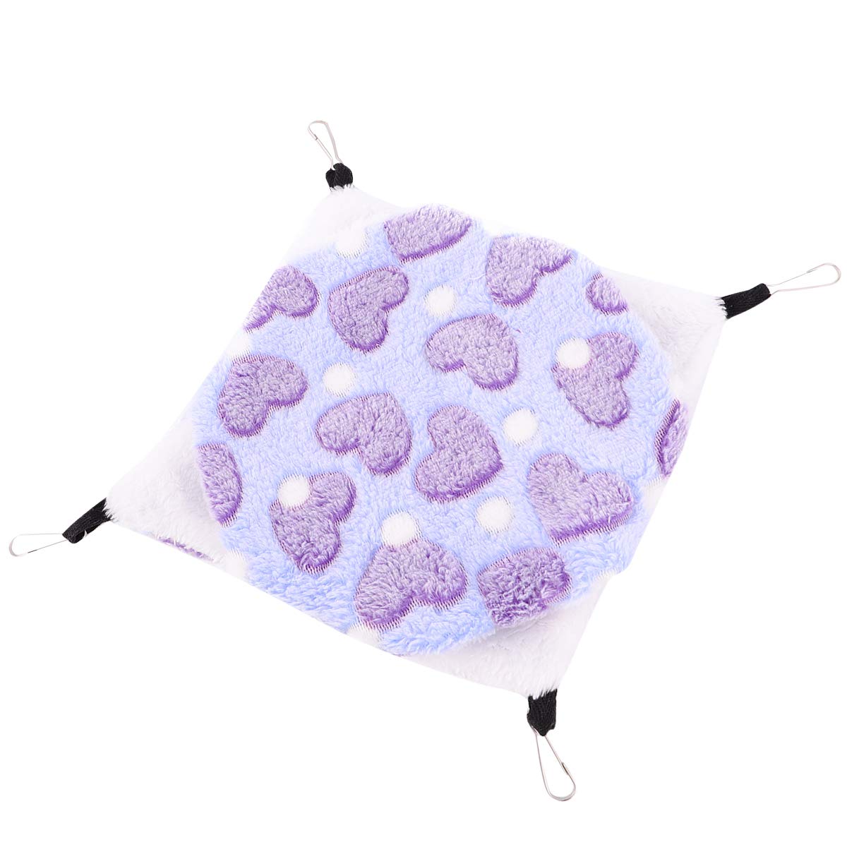Warm Hanging Pet Bed - Soft Plush Double Layer for Dogs & Cats - Purple Heart Print (20x20) for Cozy Home Comfort