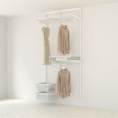 Elfa Basic Wardrobe 1 - 150cm Closet Organizer System with Shelves & Hanging Rod - Perfect for Bedroom, Walk-in Closet & Home Storage Organization