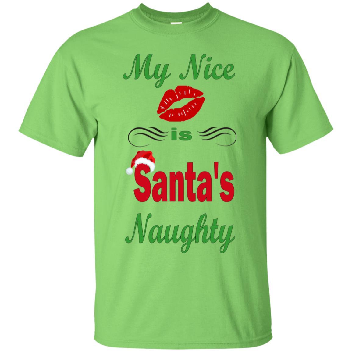 WineyBitches.co My Nice Is Santa's Naughty Ultra Soft Cotton T-Shirt - Funny Christmas Party Outfit, Holiday Gift for Women, Casual Wear