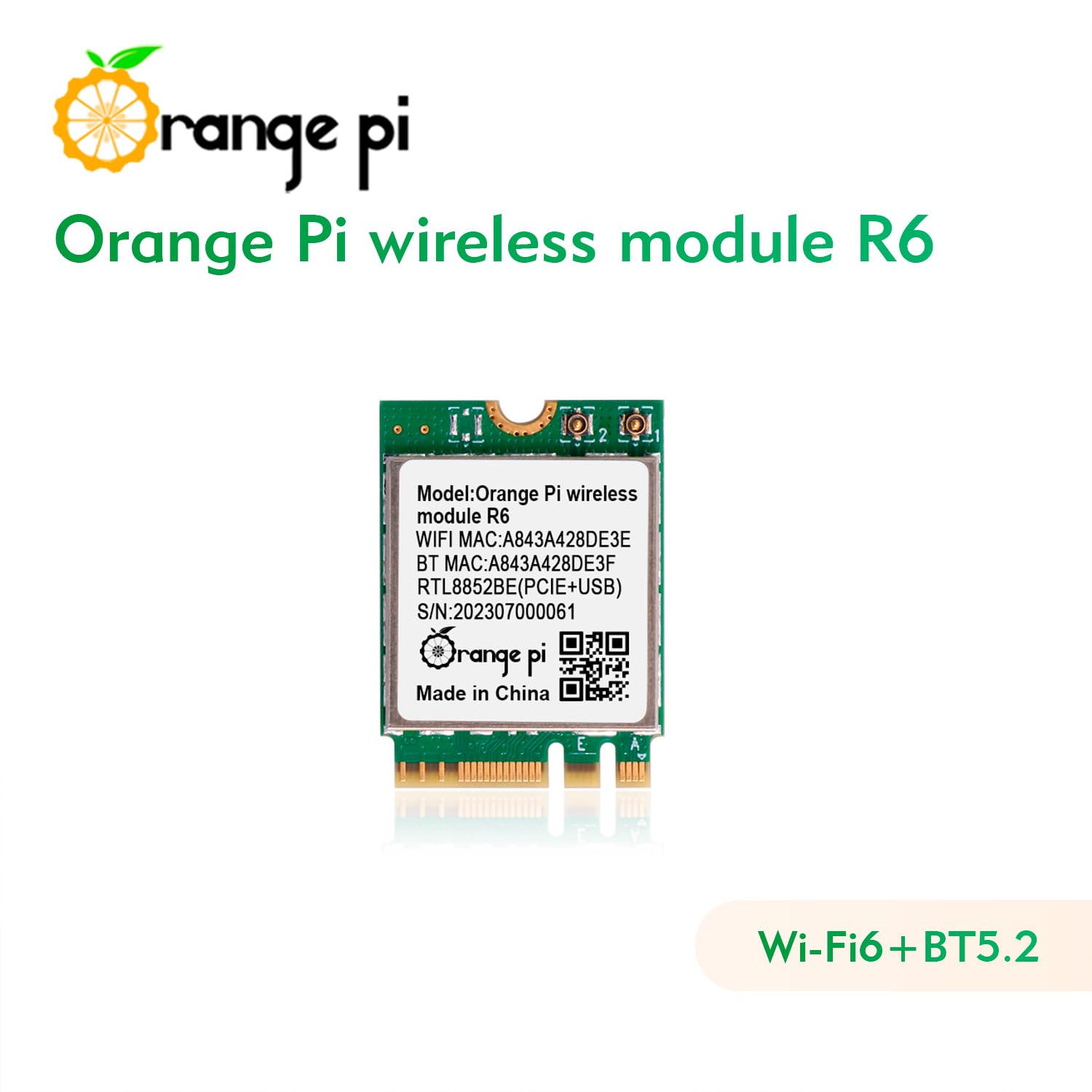 5 Plus Wireless Module R6 - PCIe WiFi 6 & Bluetooth 5.2 Network Adapter for Orange Pi 5 Plus | High-Speed Dual-Band Gaming & IoT Connectivity
