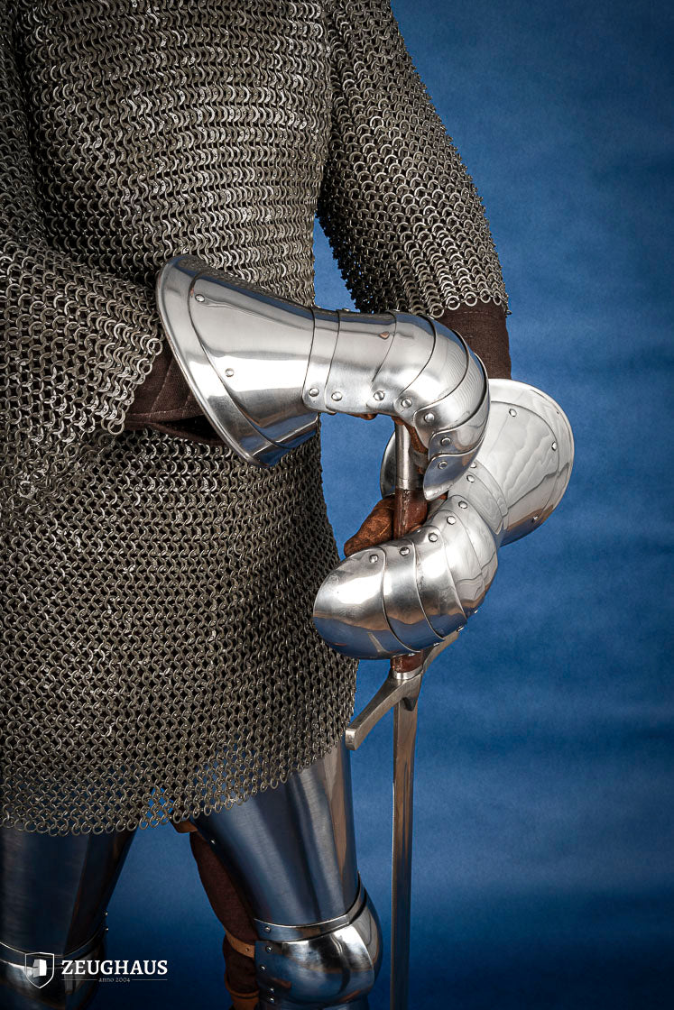 15th Century Mitten Gauntlets - 1.6mm Polished Steel Armor for Medieval Reenactment & LARP Battles