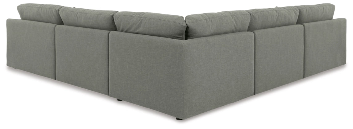 Elyza 5-Piece Sectional Sofa with Left-Hand Facing Chaise in Smoke Gray - Modern Living Room Furniture for Small Spaces & Apartments