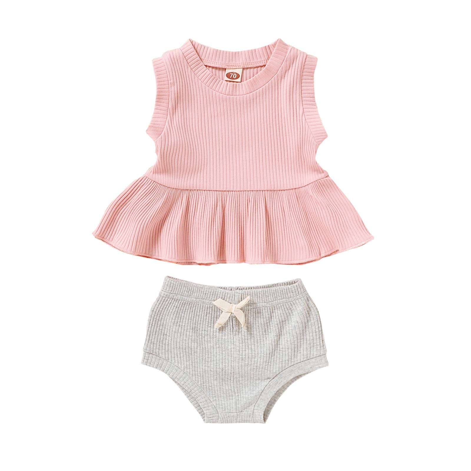 Stylish Ribbed Vest & Ruffled Shorts Set for Teen & Baby Girls - Soft Cotton Outfit for Newborns & Infants | Perfect for September Birthdays, Photo Shoots & Casual Wear