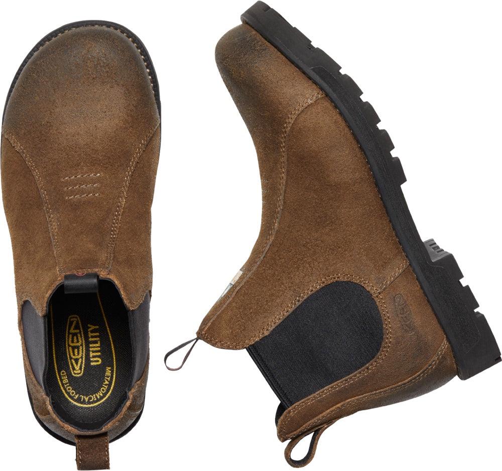 Keen Seattle Romeo 1023255 Women's Pull-On Composite Toe Work Boots - Brown Leather Safety Shoes for Construction, Warehouse & Outdoor Work