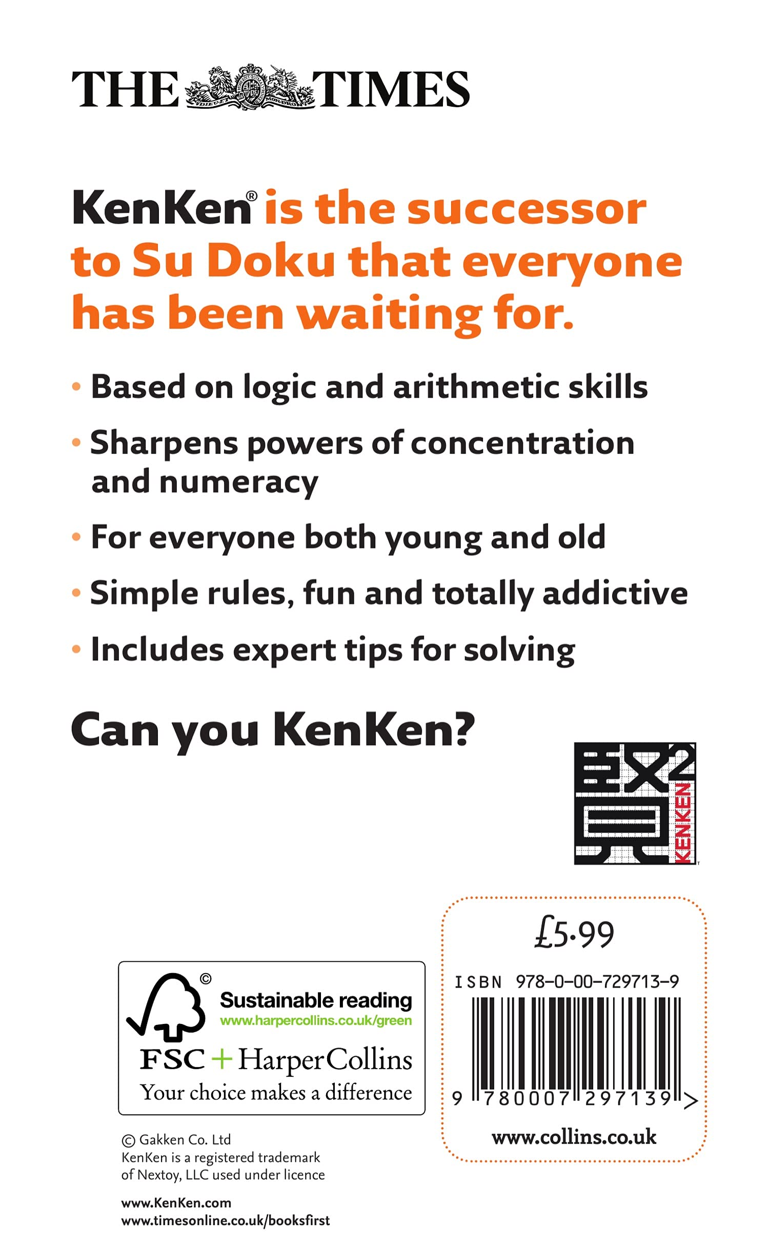 The Times KenKen Book 4: Brain-Training Math Puzzles for Adults - Improve Logic & Problem-Solving Skills | Perfect for Commuting, Office Breaks & Family Game Nights