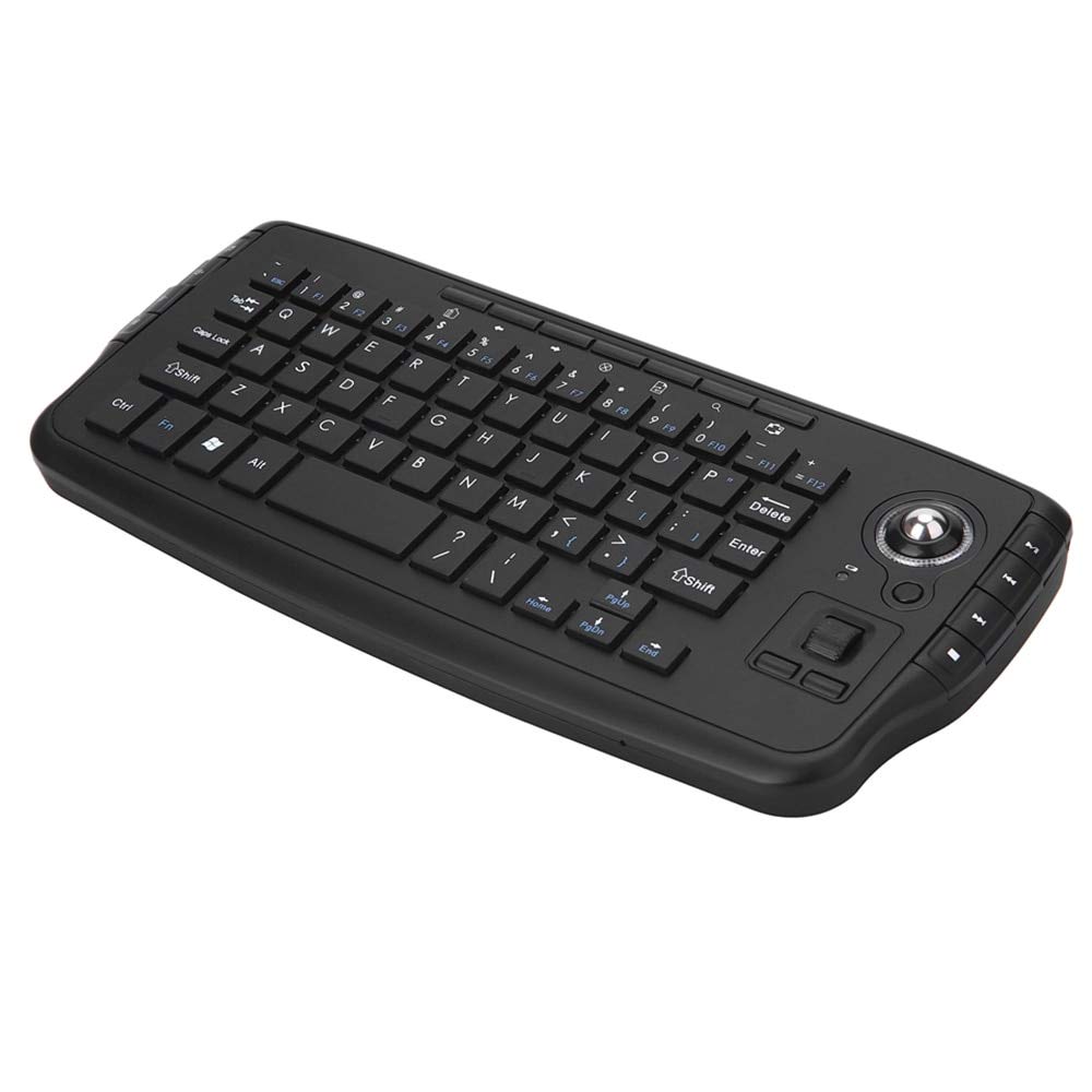 2.4GHz Wireless Keyboard with Trackball Mouse - Calvas E30 Ergonomic Remote Control for Android TV Box, Smart TV, PC, Laptop & Xbox 360 | Scroll Wheel & Multimedia Keys | Perfect for Home Entertainment & Office Work (Black)