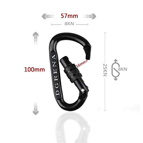 Heavy Duty Locking Carabiner Clip 2-Pack - 25KN/5510 lb Capacity Steel Alloy Climbing Carabiner - Secure for Hammocks, Camping, Hiking, Travel & Keychains - Ideal for Outdoor Adventures, Rock Climbing & Emergency Rescue Gear (Black)