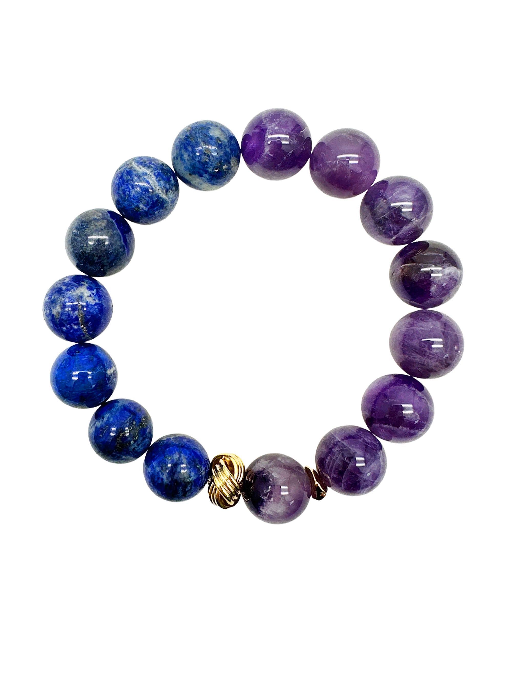 Chunky Amethyst and Blue Lapis Men's Bracelet MEB24 - Stylish Spiritual Healing Jewelry for Meditation & Gifts