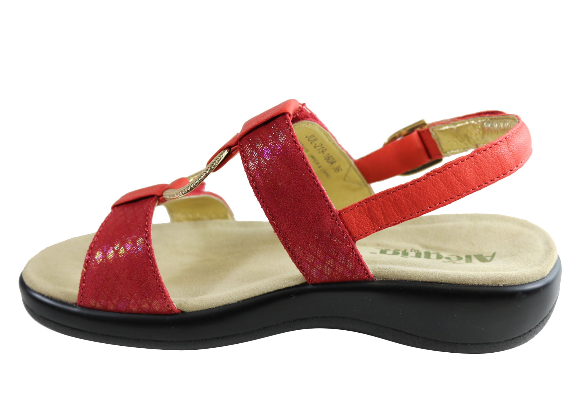 Alegria Julie Women's Comfortable Leather Adjustable Strap Sandals - Supportive Arch & Cushioned Footbed for All-Day Wear - Perfect for Work, Travel & Casual Outings