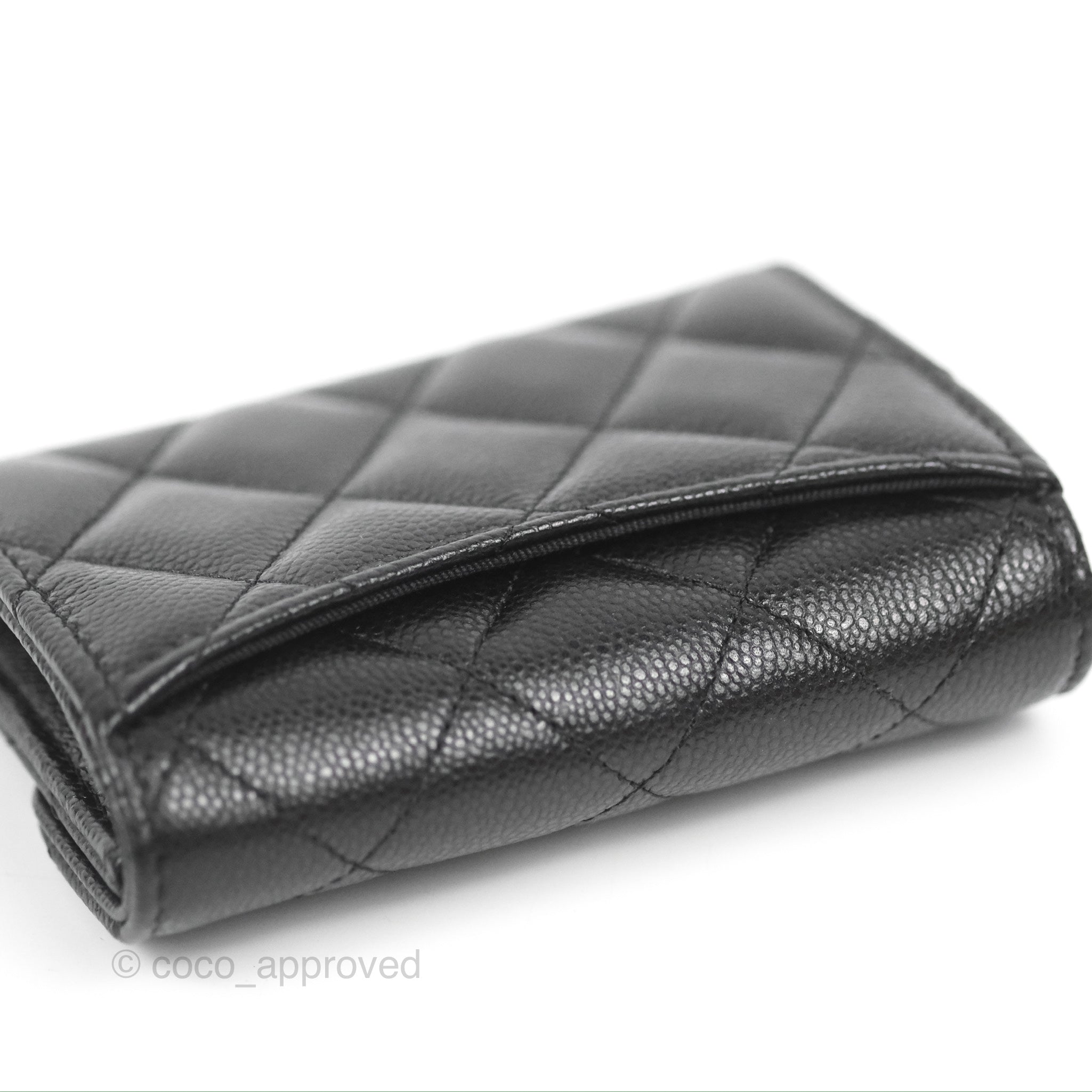 Chanel Classic Flap Coin Purse - Black Caviar Leather with Gold Hardware | Luxury Compact Wallet for Women | Perfect for Everyday Use & Special Occasions