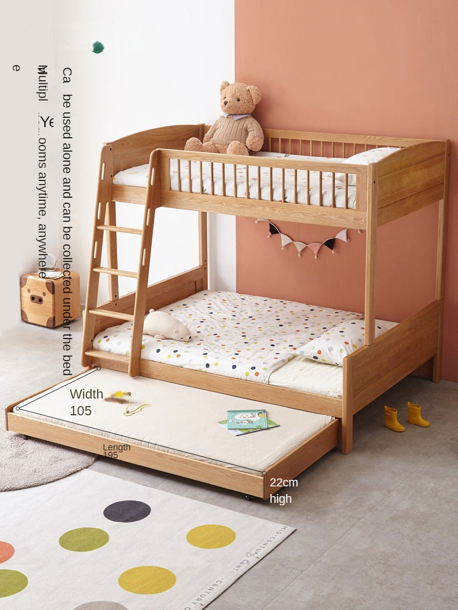 Solid Oak & Beech Wood Floor Bed with Pulley - Toddler Bed for Safe & Comfortable Sleep - Perfect for Montessori Bedrooms & Kids' Room Decor