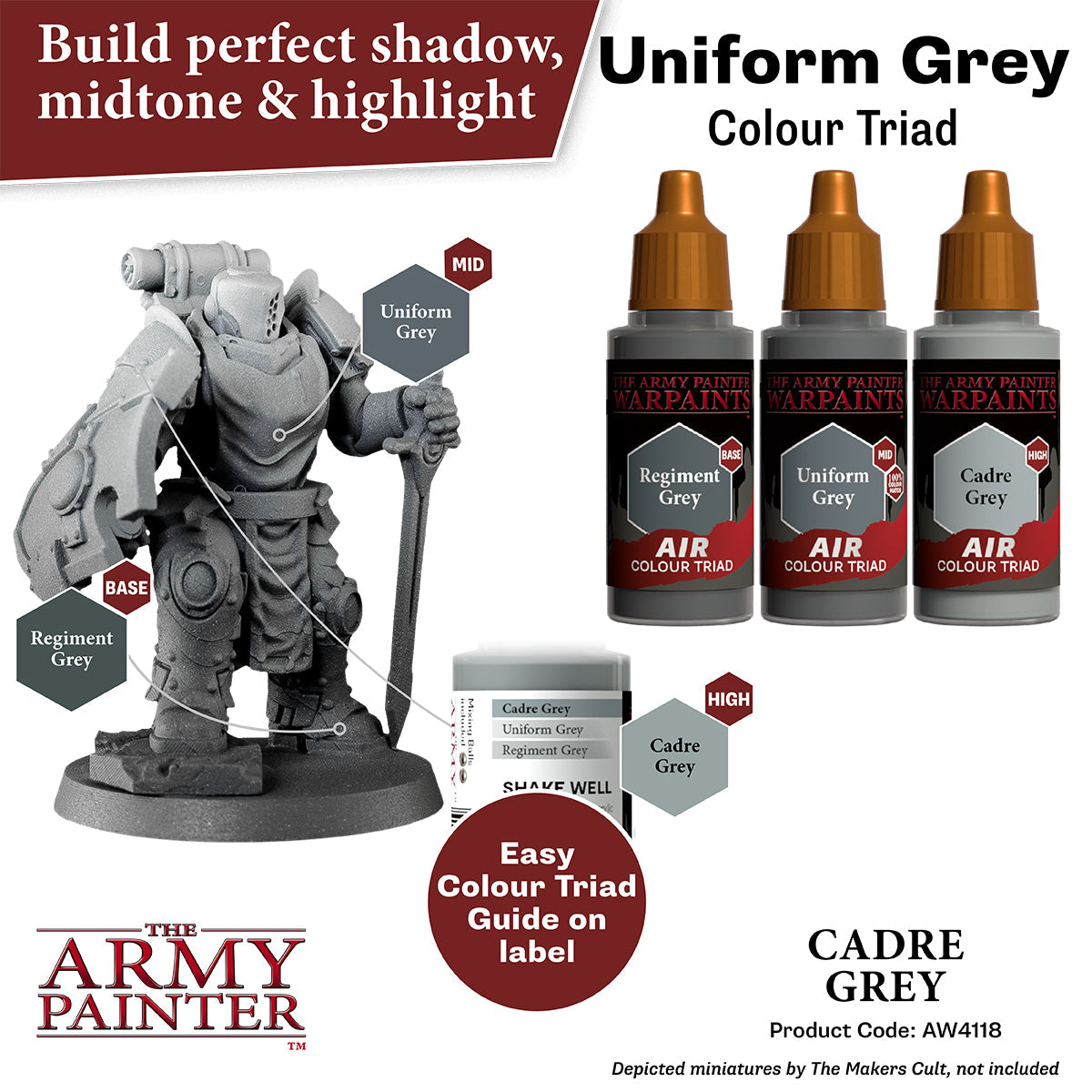 Warpaints Air: Cadre Grey - Premium Matte Finish Acrylic Paint for Miniatures & Models - Perfect for Warhammer, D&D, and Tabletop Gaming