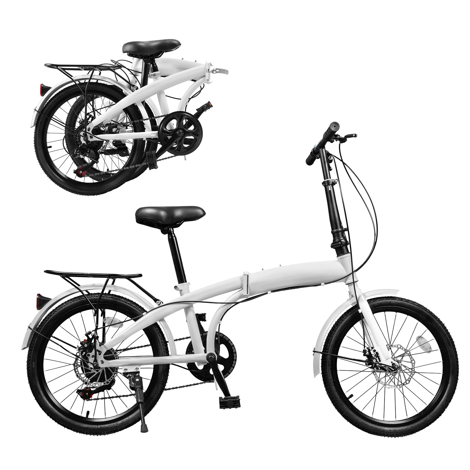 20 Inch Folding Bike for Adults - 7 Speed Adjustable Commuter Bicycle for Men & Women - Portable Camping & Travel Bike for City Riding, Beach Cruising & Outdoor Adventures