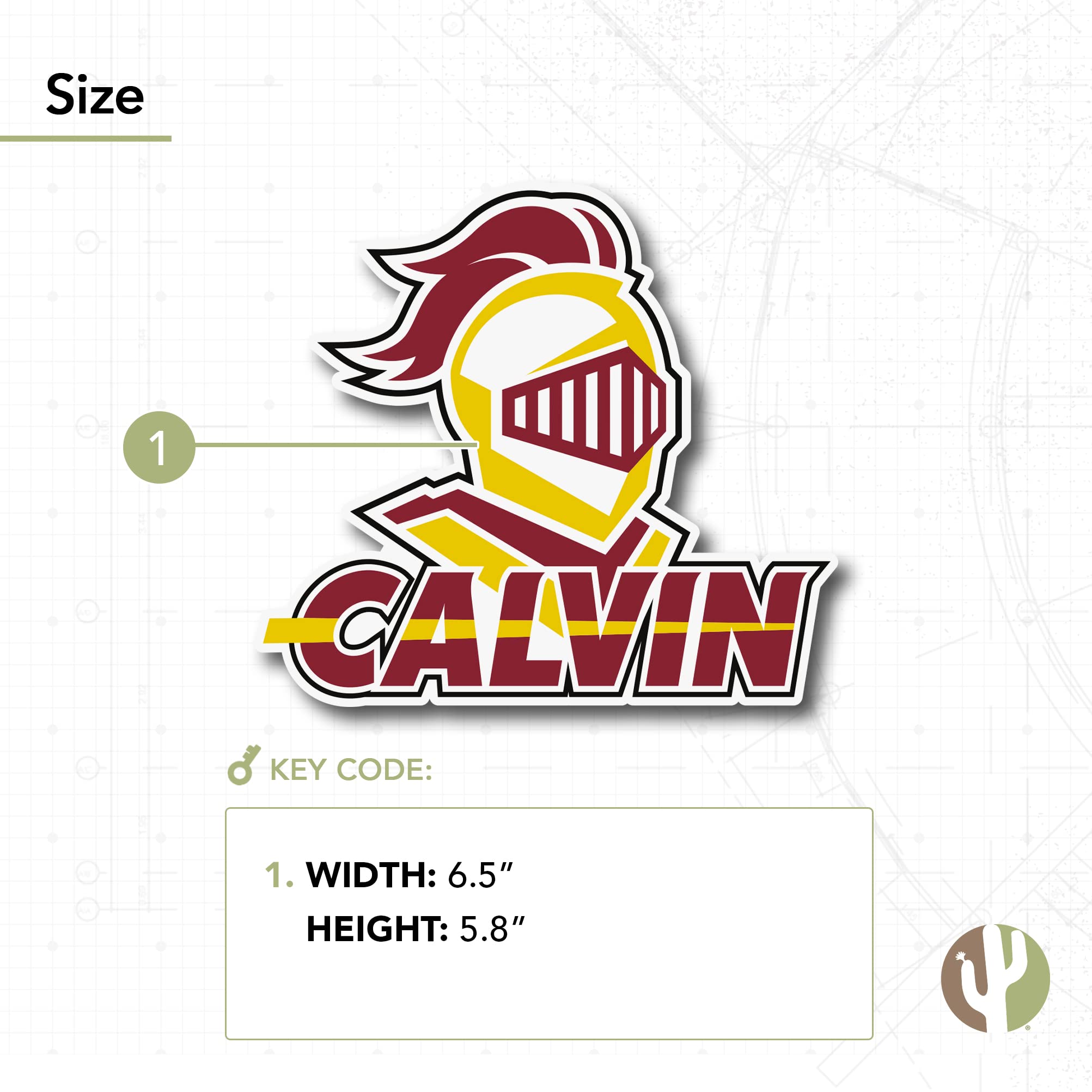 Calvin University Knights Vinyl Decal Sticker - Cactus Design for Laptop, Water Bottle, Car & Scrapbook - Durable Waterproof College Decoration (IND 00041A) - Perfect for School Spirit, Dorm Decor & Fan Gifts
