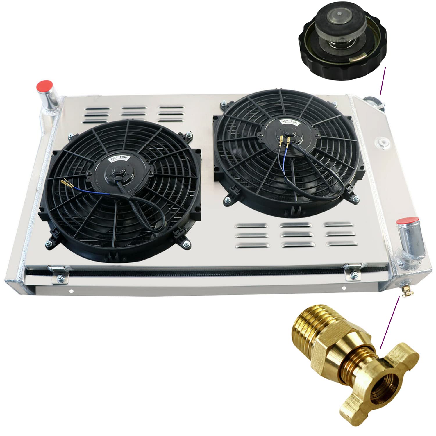 4 Row Aluminum Radiator Shroud Fan for 1977-1982 Chevy Corvette C3 5.7L 5.0L V8 - High Performance Cooling Upgrade for Classic Car Restoration & Hot Rod Builds