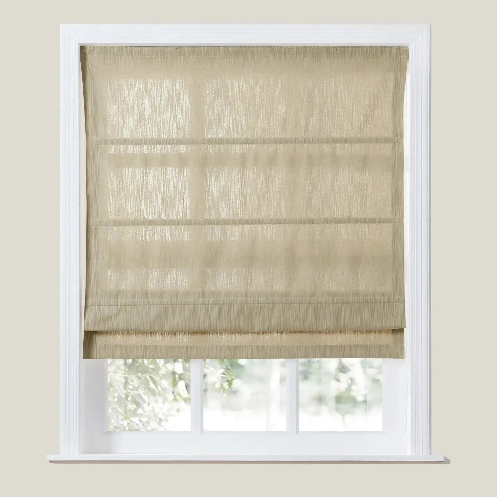 Cloe Cotton Blend Roman Shade with Cord Lift - Blackout Window Treatment for Bedroom & Living Room
