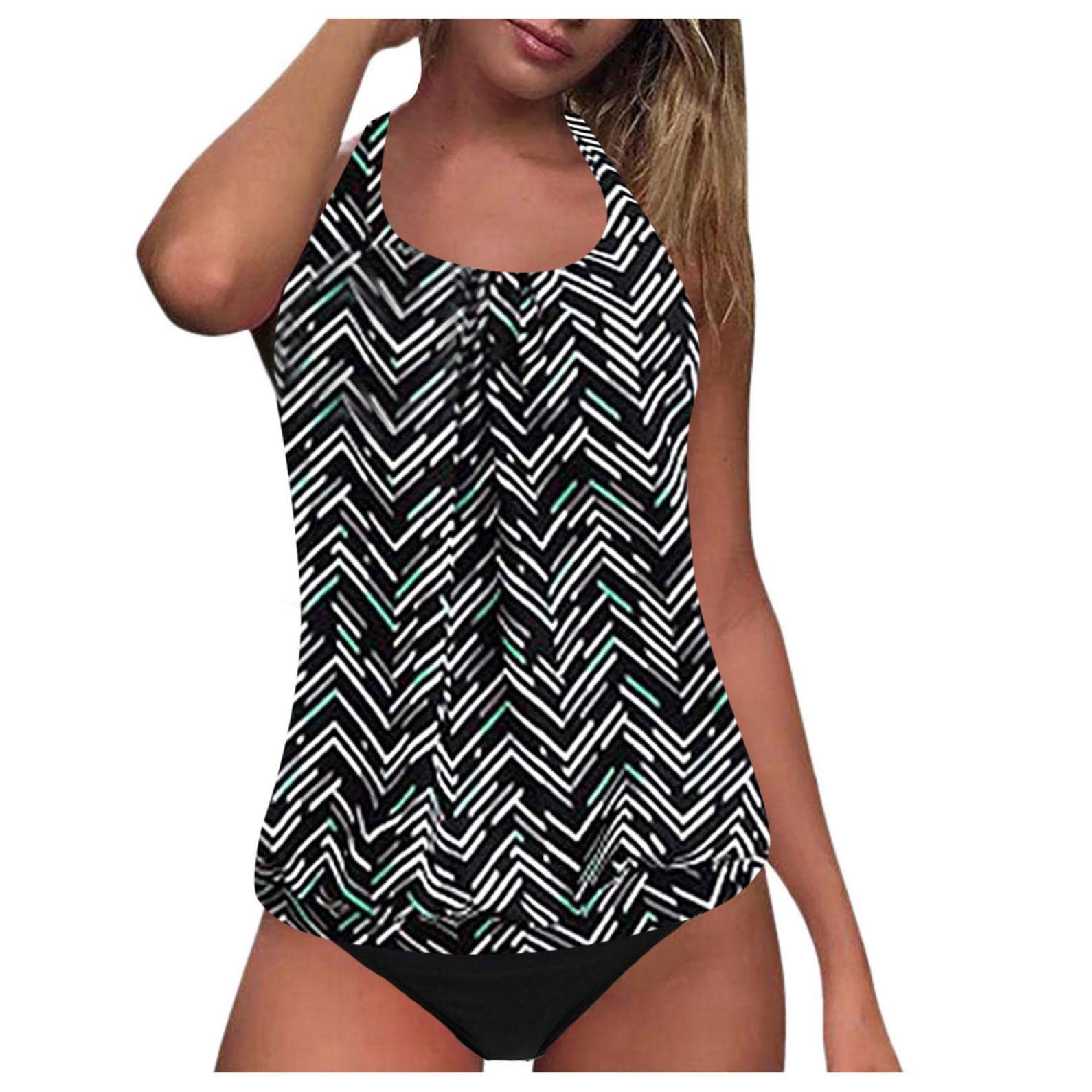 Women's Floral Print Tankini Swimsuit with Shorts - Adjustable Drawstring Two-Piece Bathing Suit for Beach, Pool & Summer Vacation | Gibobby Swimwear