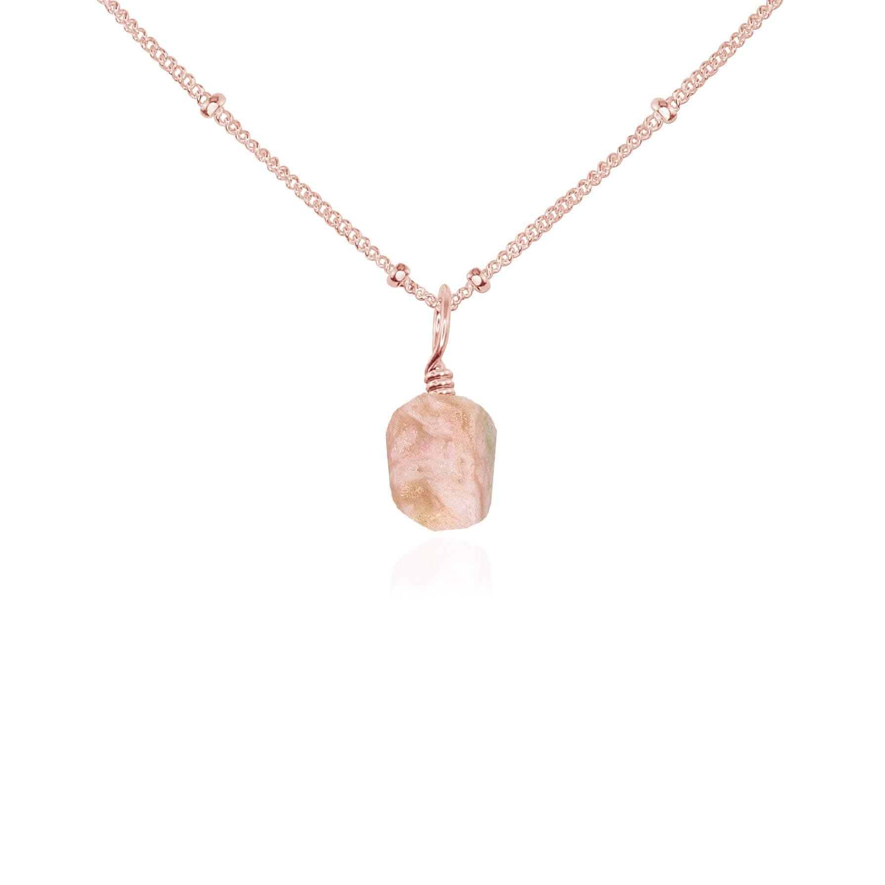 Tiny Raw Pink Peruvian Opal Pendant Necklace - Handmade Natural Gemstone Jewelry for Women - Perfect for Boho Style, Spiritual Healing & Everyday Wear