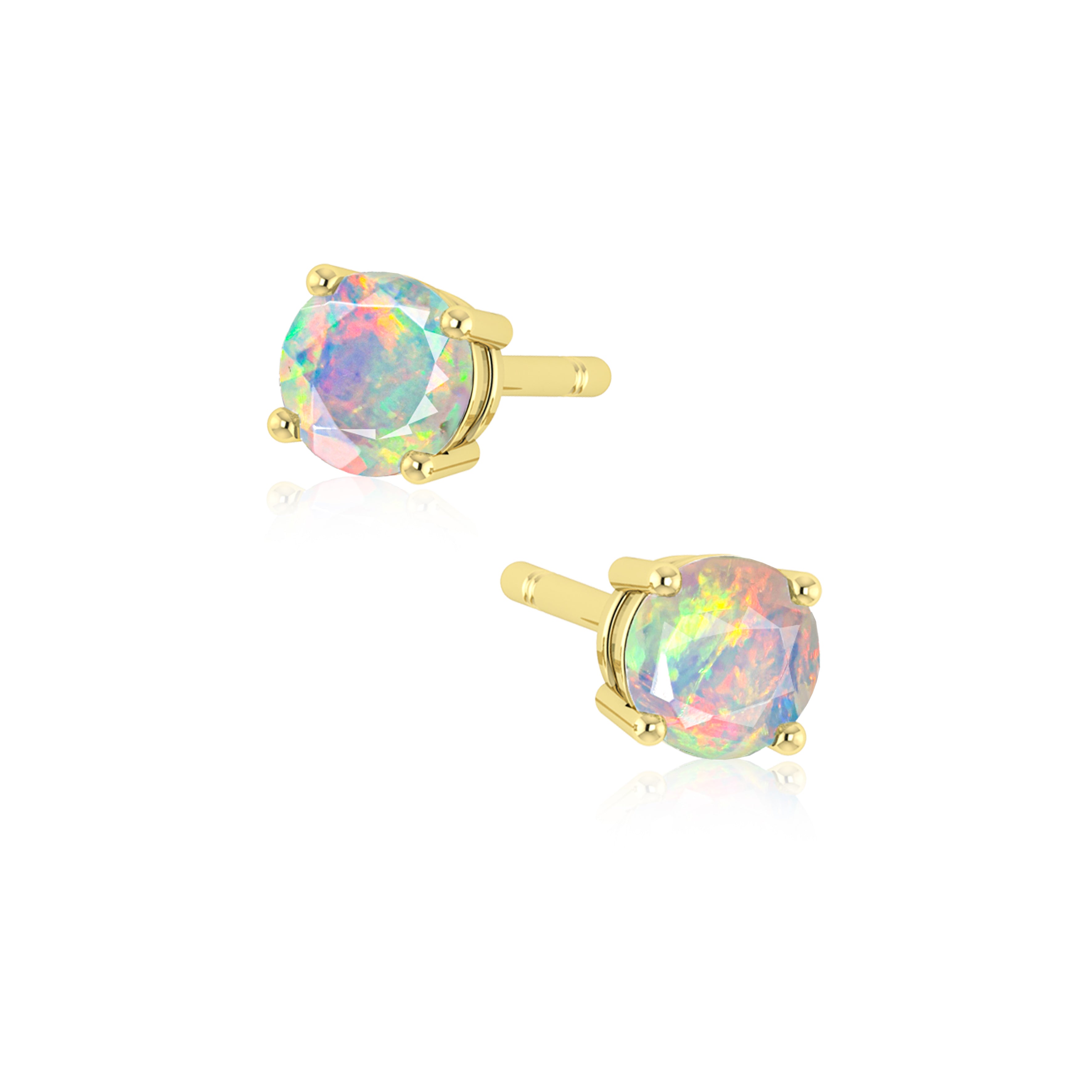 Natural Fire Round Opal Stud Earrings for Women – Hypoallergenic Sterling Silver Earrings for Sensitive Ears | Elegant Gift for Birthday, Anniversary & Special Occasions