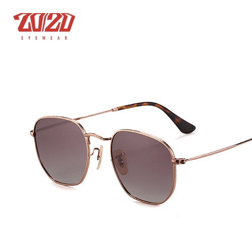 20/20 Polarized Square Metal Unisex Sunglasses - UV400 Protection, Lightweight & Durable Frame - Perfect for Driving, Outdoor Sports & Beach Vacations