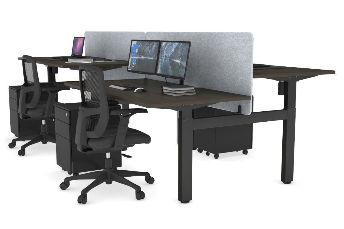 Adjustable 4-Person H Bench Workstation - Black Frame [1200L x 800W] - Perfect for Office, Coworking Spaces & Home Offices