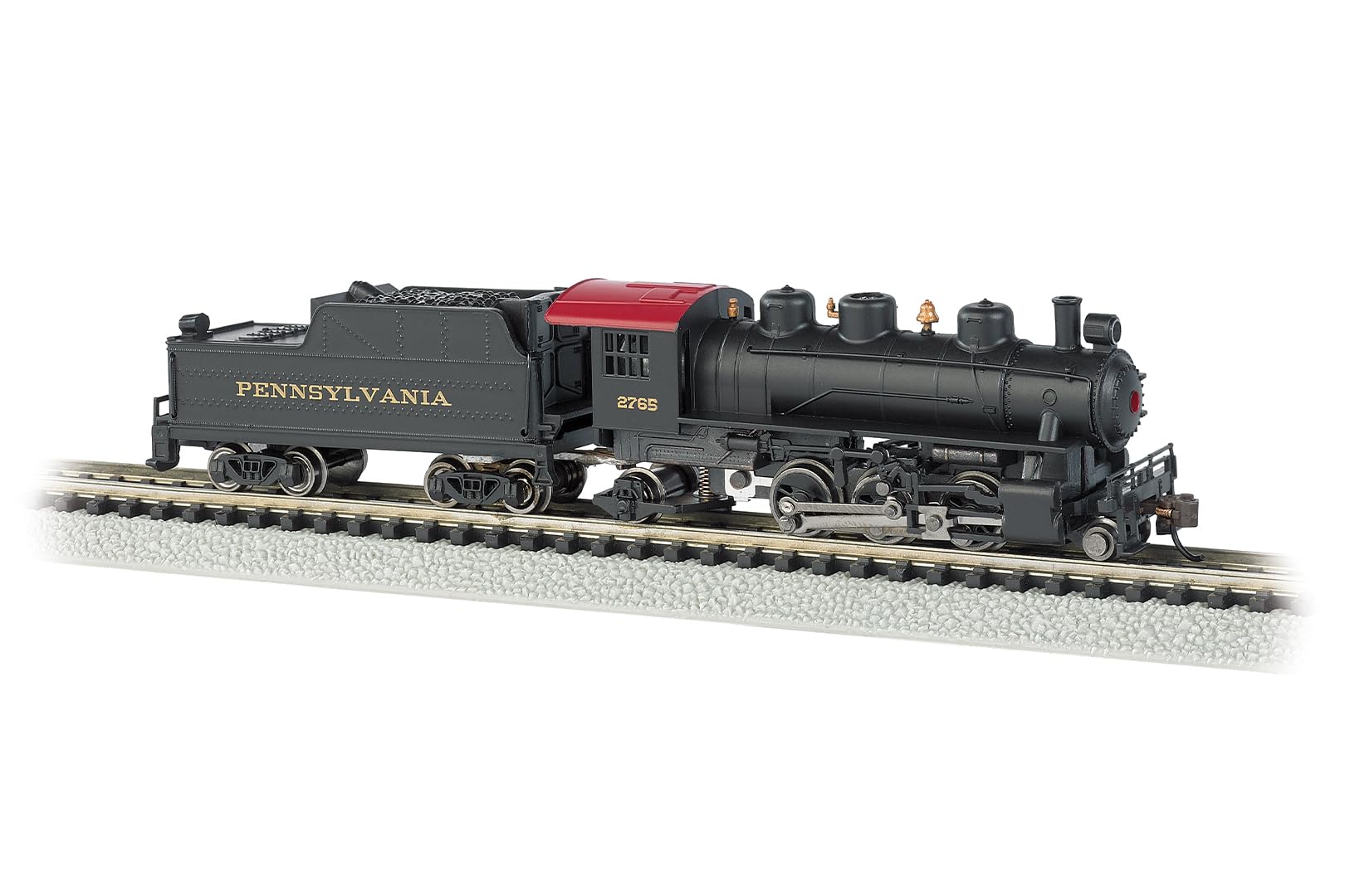 N Scale PRR #2765 Prairie 2-6-2 Steam Locomotive & Tender Model Train - Perfect for Model Railroad Layouts and Collectors
