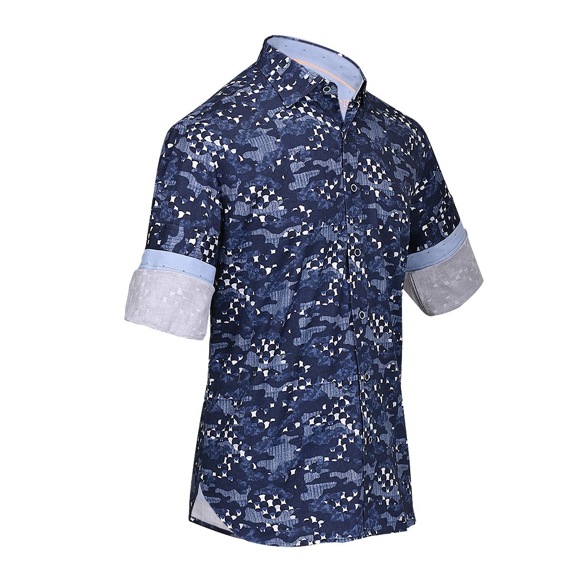 CM04642 Men's Cuadra Blue Casual Long Sleeve Cotton Shirt - Comfortable Fashion Top for Work, Dating & Everyday Wear