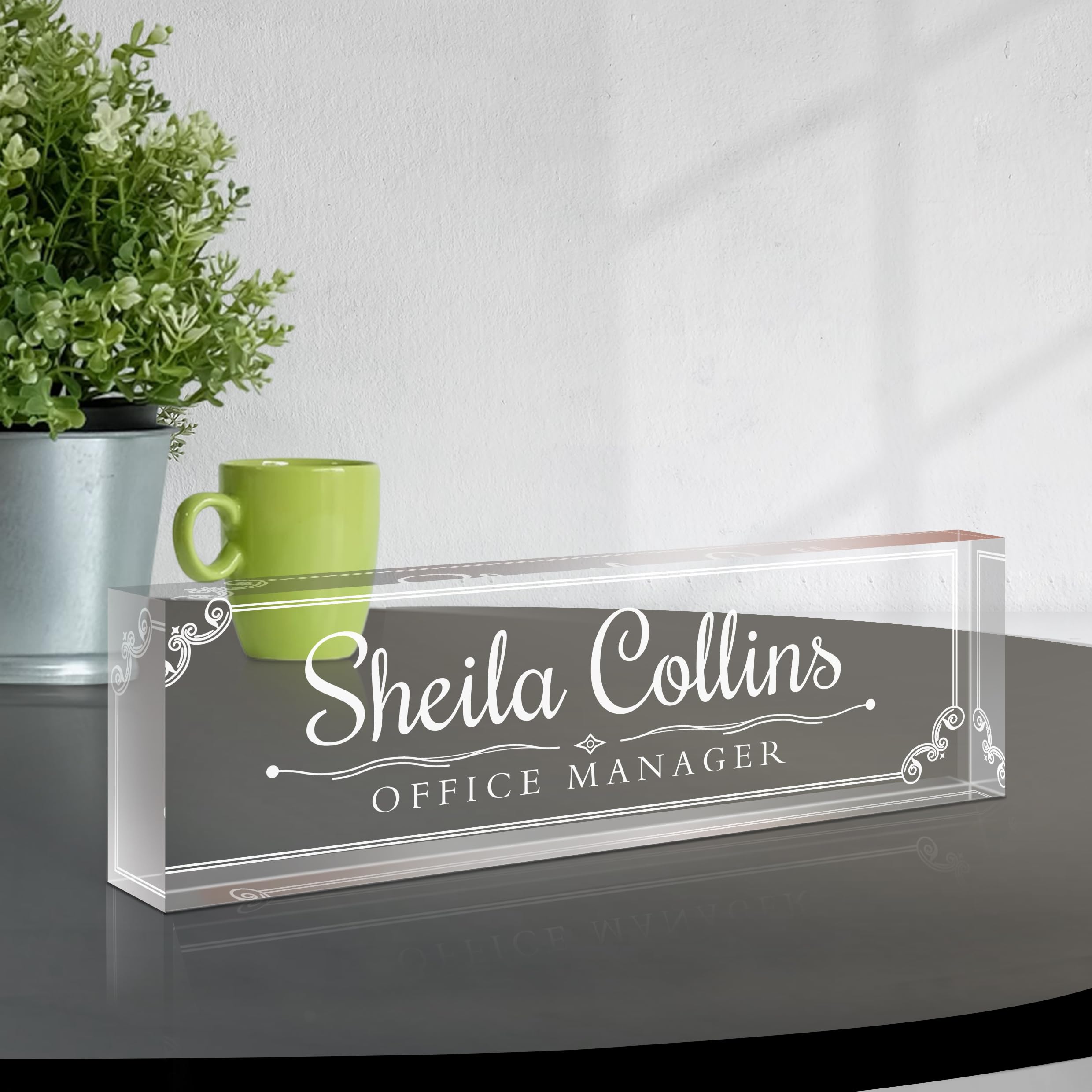 Personalized Acrylic Desk Name Plate - Custom Engraved Office Name Sign for Employee Appreciation, Coworker Gifts, Boss & Teacher | Funny Office Decor & Desk Accessories - Perfect for Workstations, Corporate Gifts & Office Celebrations