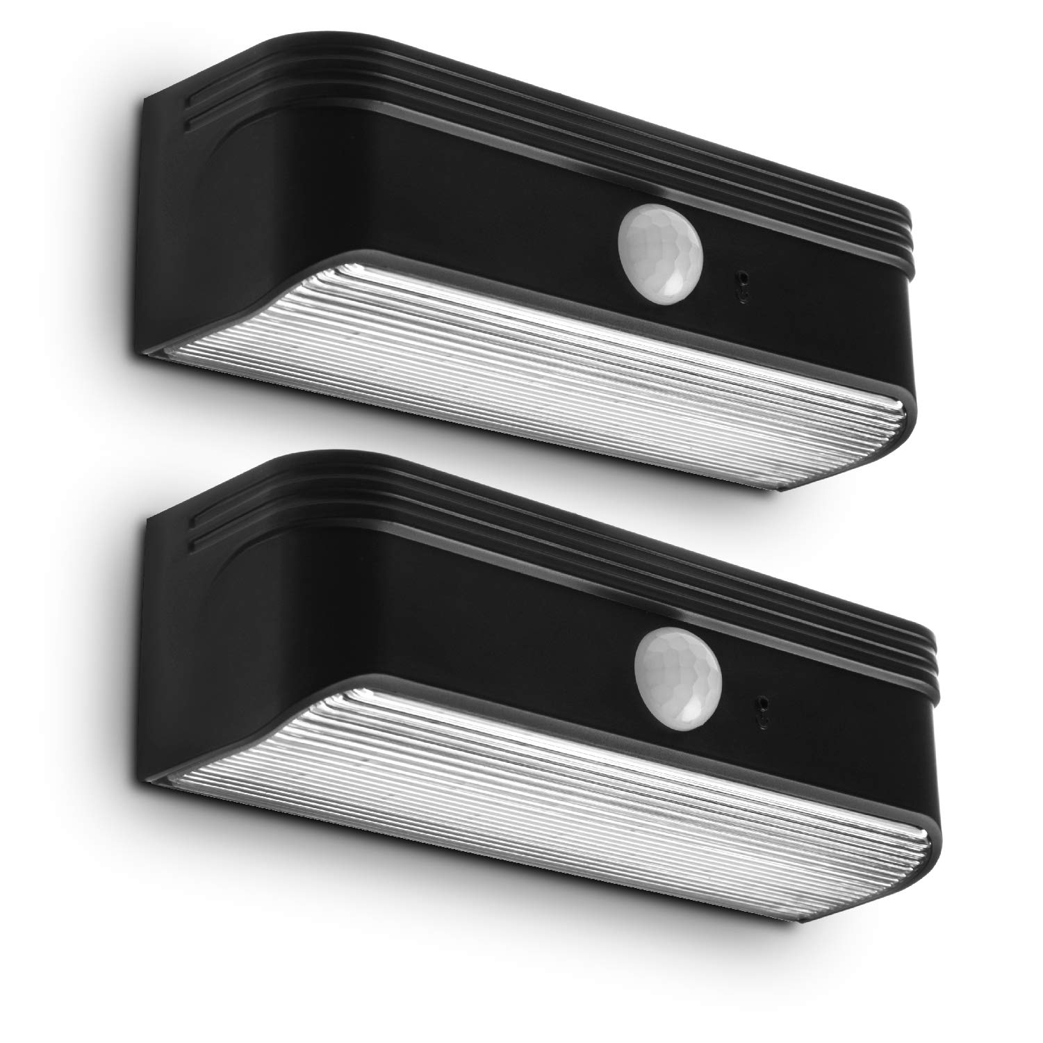 Home Zone Security Solar Step Lights - Waterproof Motion Sensor LED Outdoor Deck & Stair Lights, Wireless Solar Powered for Patio, Garden, Pathway (2-Pack, Black) ELI0989V | Perfect for Nighttime Safety & Landscape Lighting