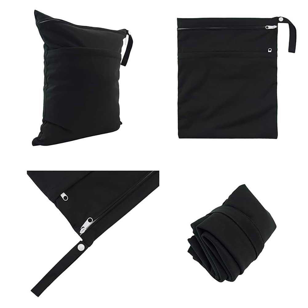 2 Pack Waterproof Wet Dry Bags - Reusable Baby Cloth Diaper Organizer & Mommy Bag with Dual Zippered Pockets | Perfect for Gym, Yoga, Swimming & Travel - Holds Swimsuits, Wet Clothes & Essentials