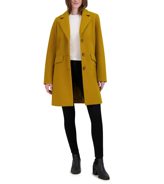 Laundry by Shelli Segal Women's Faux Wool Coat with Notch Collar - Stylish Winter Outerwear for Casual & Office Wear