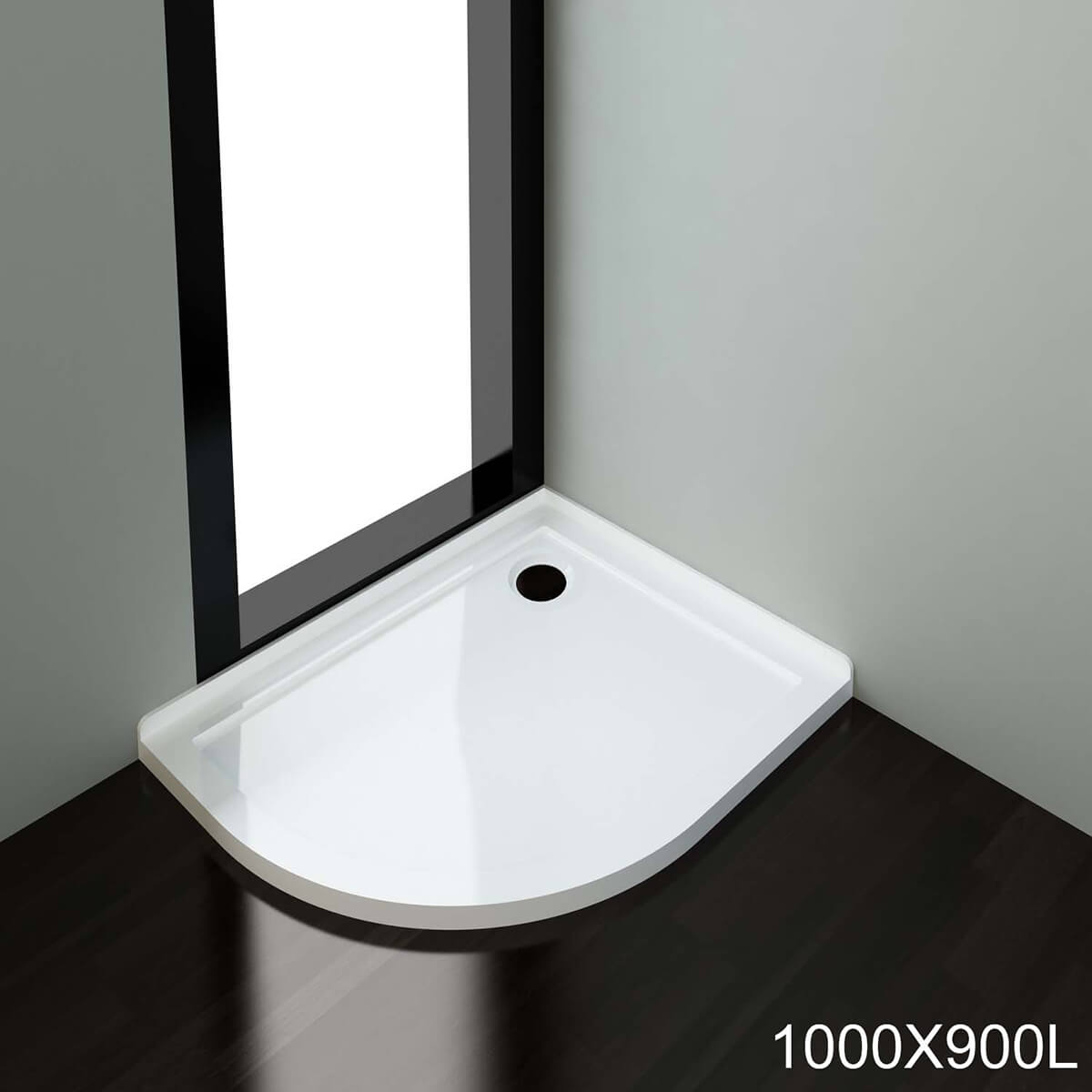 ELEGANT SHOWERS Light Weight Urethane marble Curved Shower Base 900x1000mm