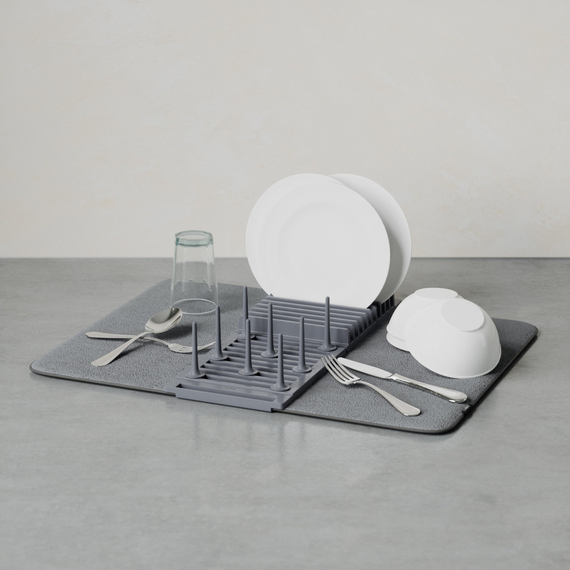 UDry Peg Dish Rack with Drying Mat - Space Saving Kitchen Organizer for Plates, Cups & Utensils - Perfect for Small Kitchens, Apartments & RV Use