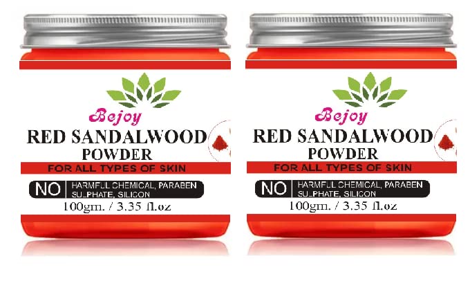 Bejoy 100% Pure Natural Red Sandalwood Powder - 200g (Pack of 2) for Aromatherapy, Skincare & Spiritual Rituals
