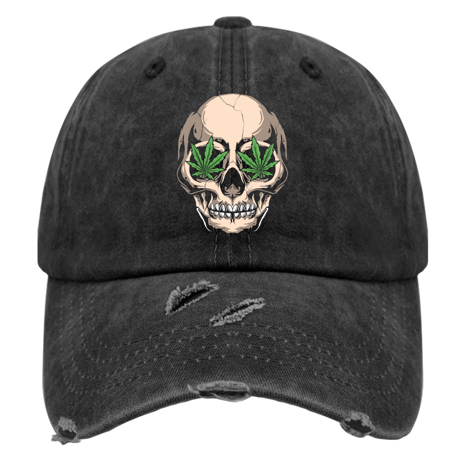 Cool Skeleton Cannabis Trucker Hat - All Black Army Style Golf Cap for Men - Perfect for Workouts, Outdoor Activities & Gifts