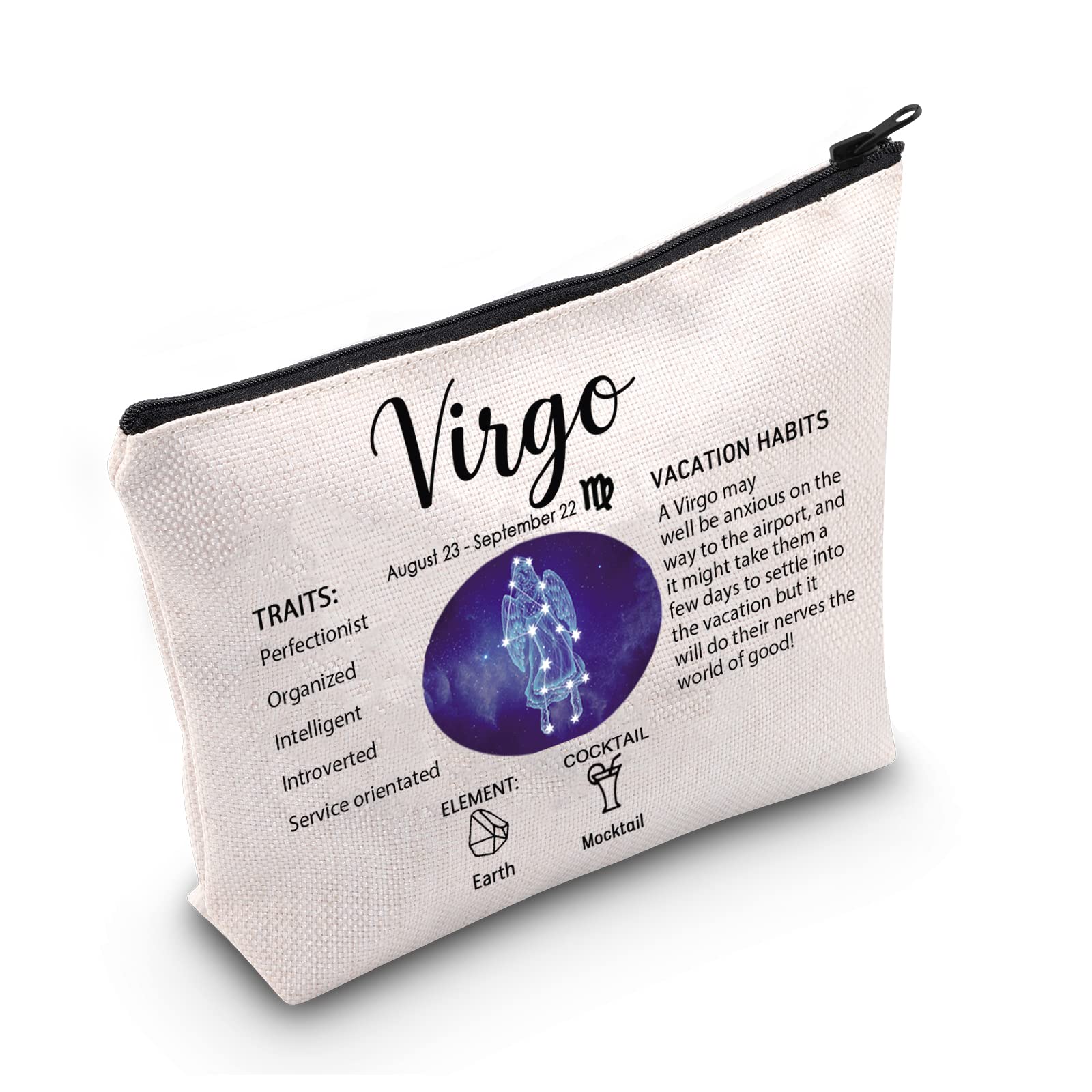 LEVLO 12 Constellation Travel Toiletry Bags - Zodiac Cosmetic Makeup Organizer for Women | Perfect Christmas, Mother's Day & Birthday Gift (Virgo) | Great for Travel, Vacation & Daily Beauty Storage