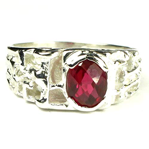 CRIMSON FIRE TOPAZ Sterling Silver Men's Ring for Gifts & Weddings •SR197 | Durable 925 Silver Jewelry for Men, Anniversary & Engagement Rings
