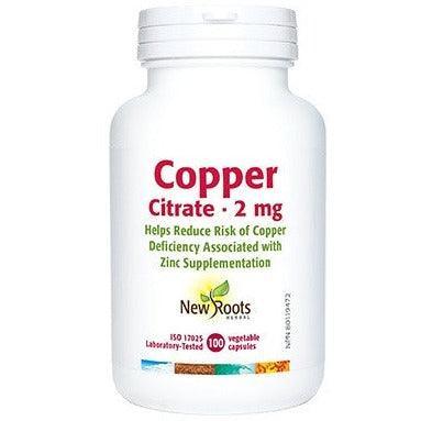 New Roots Copper Citrate 2mg 100 Capsules - Premium Copper Supplement for Immune Support & Energy Boost - Supports Brain Health & Metabolism - Ideal for Daily Wellness Routine