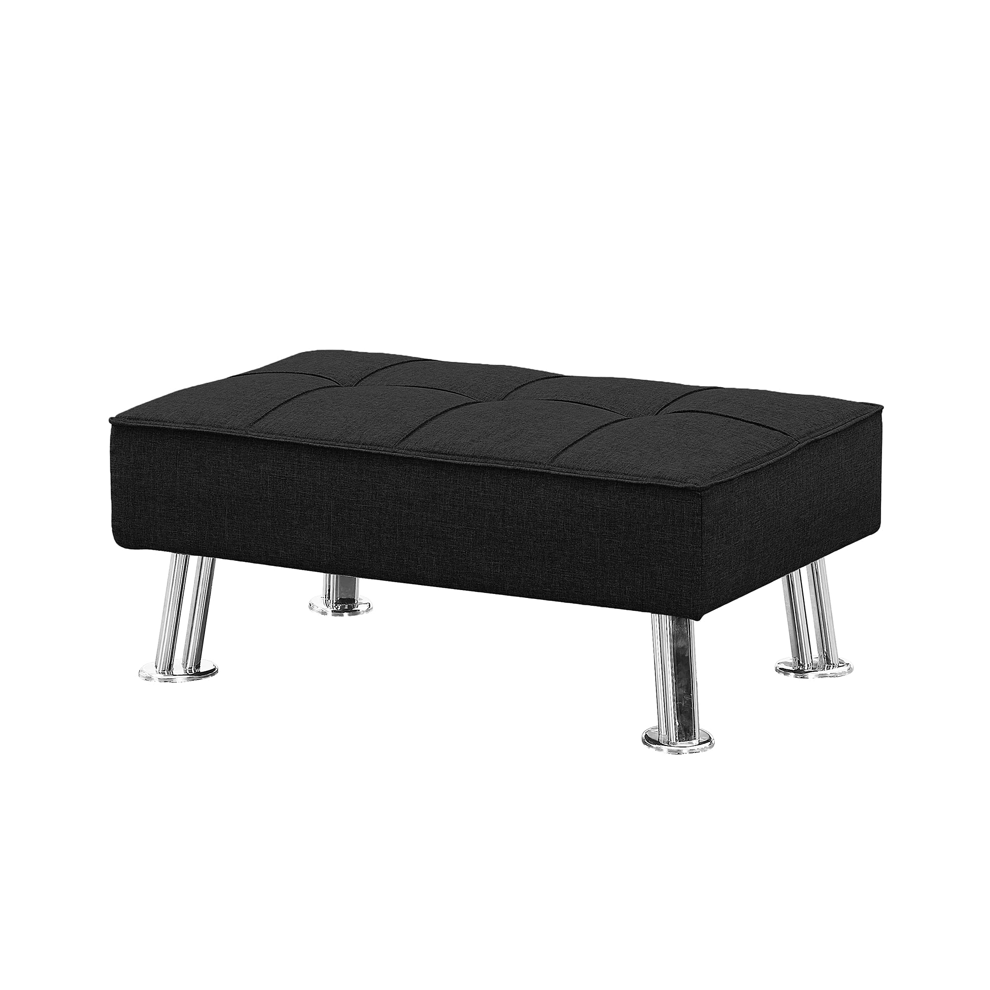 Modern Fabric Single Sofa Bed with Ottoman - Convertible Folding Futon Chair & Lounge Chair Set with Sturdy Metal Legs for Small Spaces, Guest Room & Apartment Living