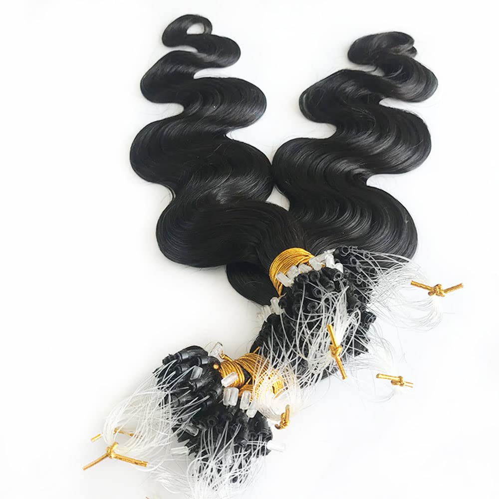 Body Wave Micro Loop Hair Extensions 100G - 100% Human Hair, 20 Inch Brazilian Wavy Hair for Black Women - 1G/Strand Microlink Bead Extensions (100 Strands) - Perfect for Daily Styling, Special Occasions & Volume Boosting