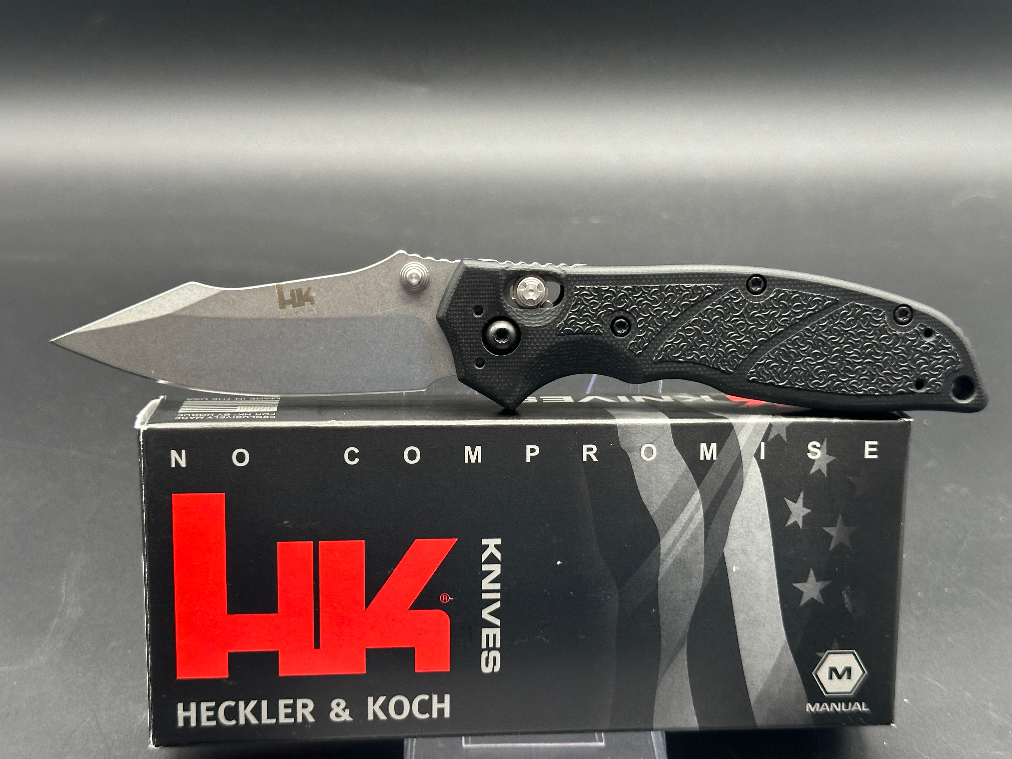 HK Exemplar Pivot Lock Folding Knife - Black G10 Handle, 3.25