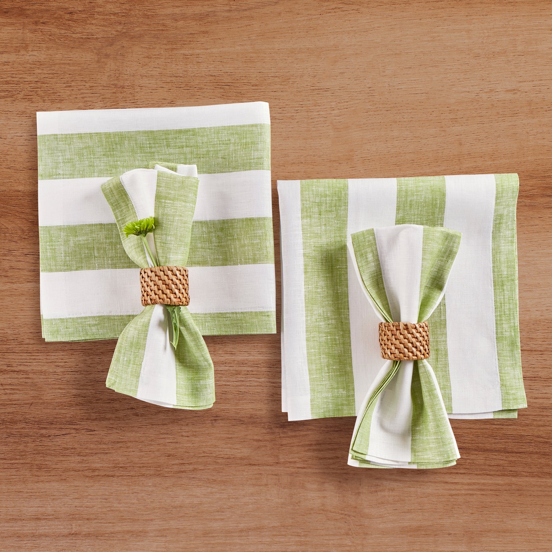 Green and White Cabana Stripe