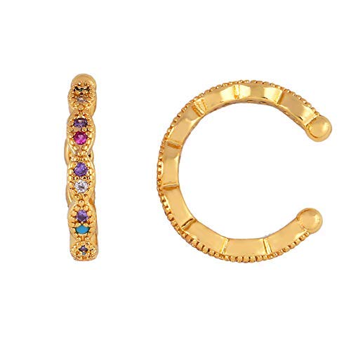 Trendy Cubic Zirconia Ear Cuffs - Colorful CZ Non-Pierced Clip-On Earrings for Conch, Dainty & Simple Design | Perfect for Parties, Weddings & Everyday Wear