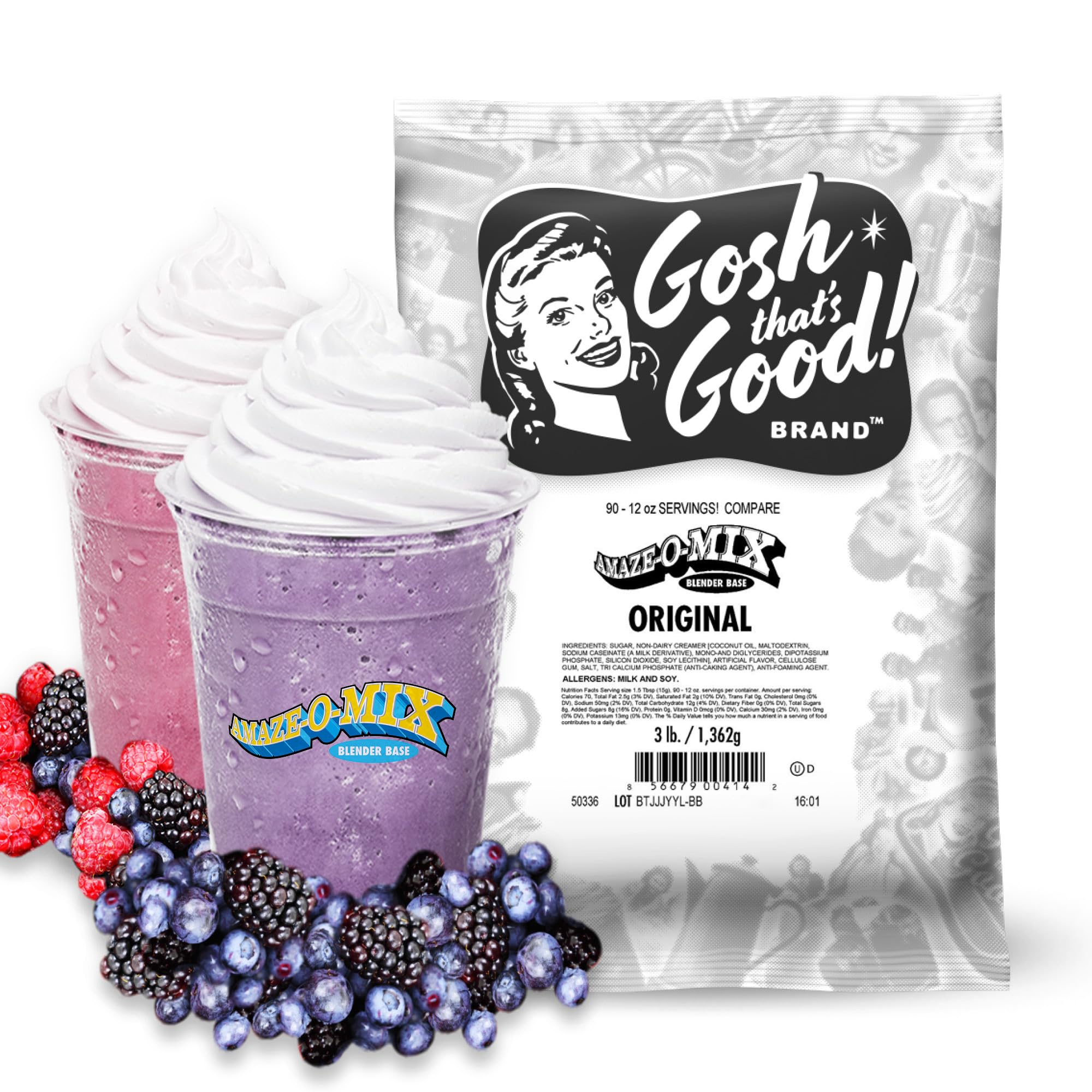 Gosh That's Good! Amaze-O-Mix Blender Base - 3 lb Bag | Smoothie & Beverage Mix for Protein Shakes, Meal Replacements & Healthy Drinks | Perfect for Home, Gym & Office Use