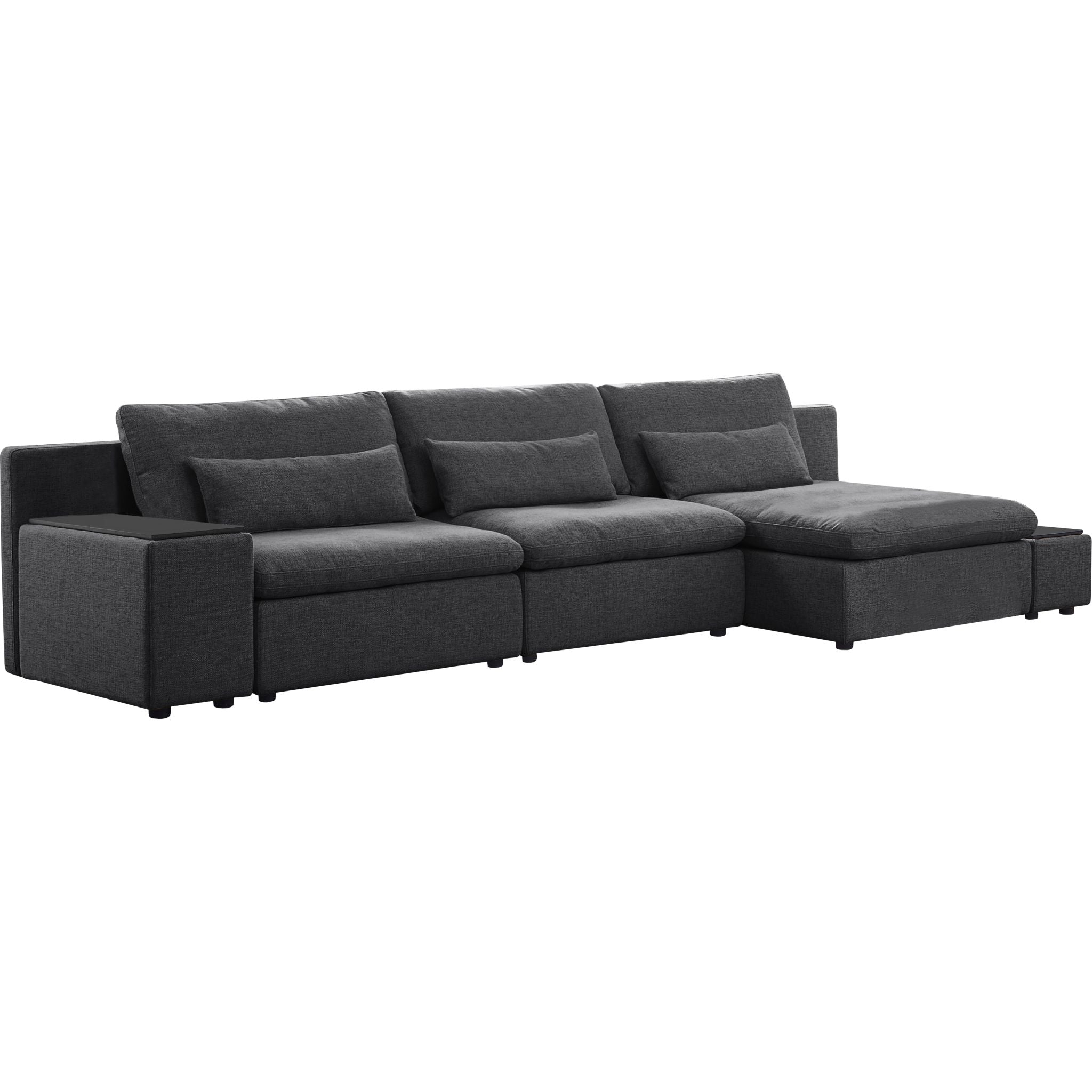 Brighton 4-Piece Sectional Sofa Set in Charcoal Gray - Modern Living Room Furniture for Small Spaces & Apartments