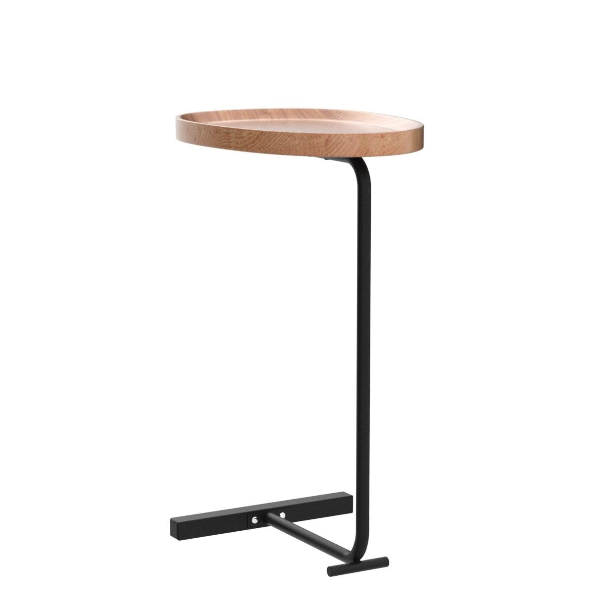 Gdrasuya10 Small C-Shaped Sofa Side Table - 18x12 Inch Almond End Table with Tray Top for Living Room, Bedroom, Office - Perfect for Coffee, Books, Lamps & Home Decor