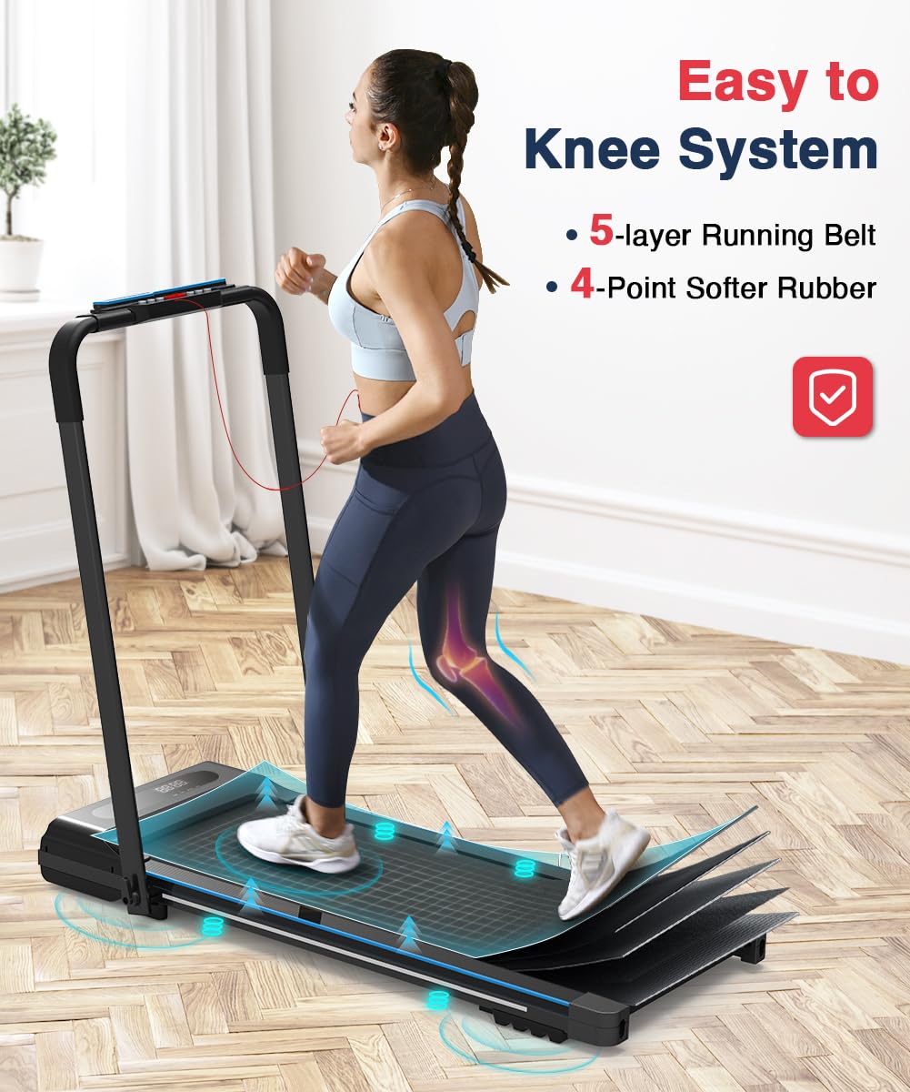 REDLIRO 2-in-1 Under Desk Electric Treadmill - Portable Folding Walking Pad with Remote Control for Home & Office - Compact Motorized Jogging Machine for Workouts While Working or Watching TV