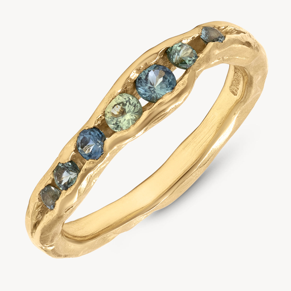 Elegant Sapphire Half Channel Ring – Genuine Blue Sapphire & Diamond Accent Wedding Band for Women | Perfect for Engagement, Anniversary & Special Occasions