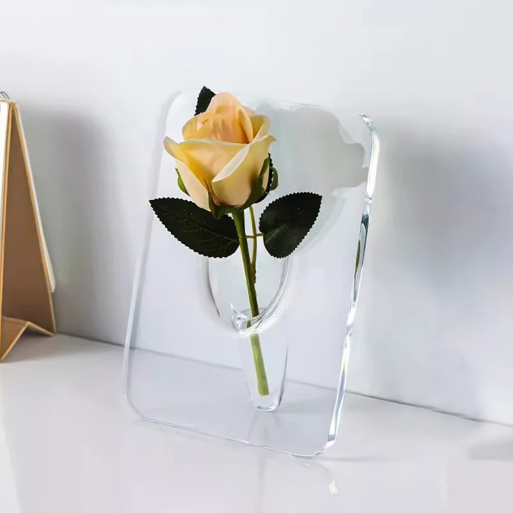 Modern Curved Wormhole Acrylic Flower Vase - Unique Transparent Home Decor for Living Room, Office, Wedding Centerpiece