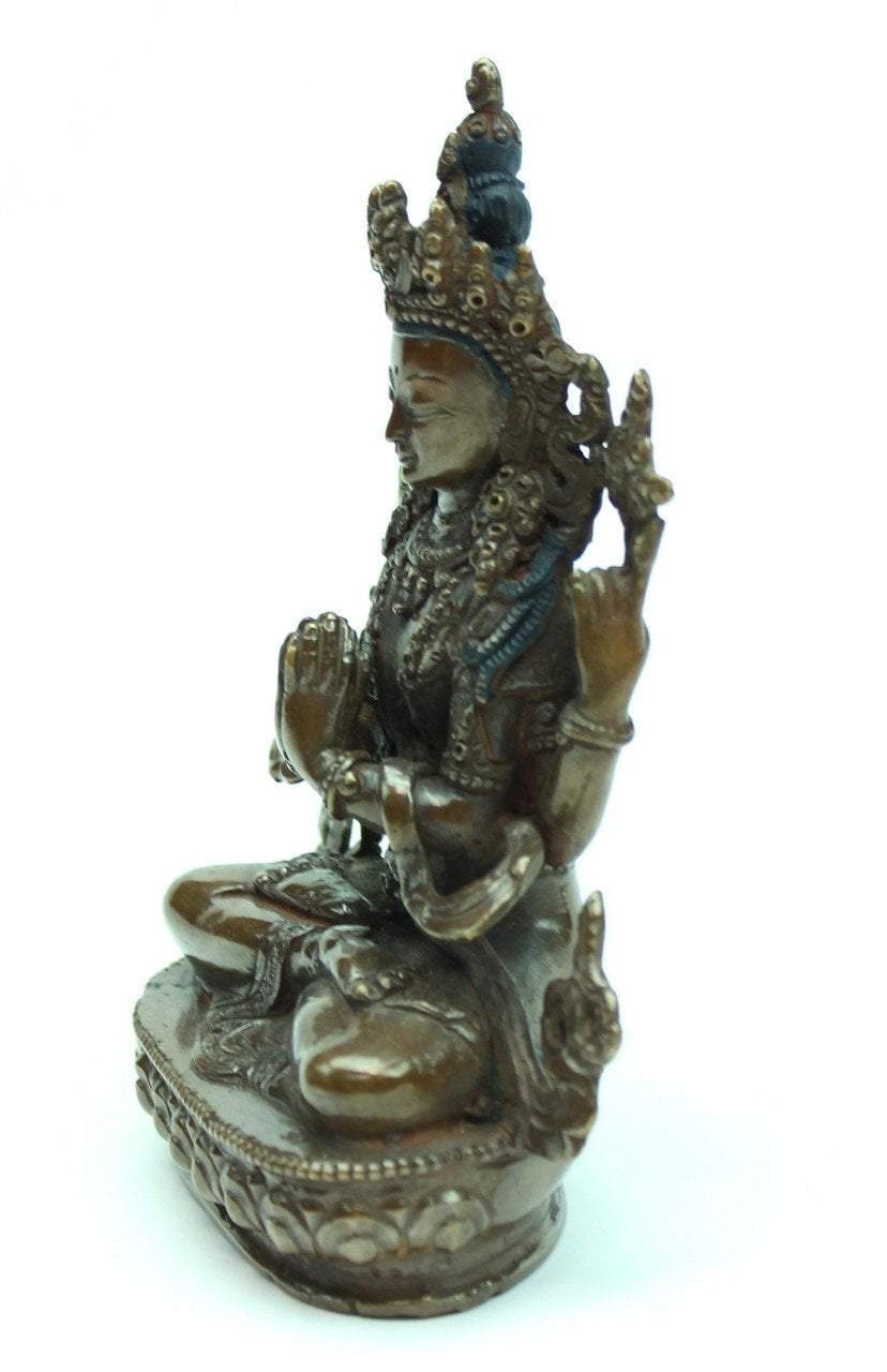 5 Inch Chenrezig Bronze Statue - Tibetan Buddhist Meditation Statue for Home Altar & Spiritual Decor | Perfect for Yoga Studios, Meditation Spaces & Gift Giving